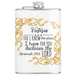 Jeremiah 29:11 Pläne habe ich für Sie Custom Gold Flachmann