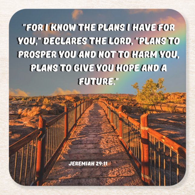 Jeremiah 29:11 plant, euch zu beschützen, Plan für Rechteckiger Pappuntersetzer (Vorderseite)
