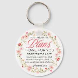Jeremiah 29:11 Rosa Blume Wreath Bible Verse Schlüsselanhänger