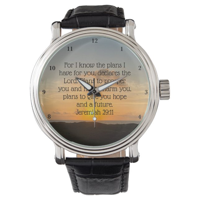 Jeremiah 29:11 Sunset Armbanduhr (Vorderseite)