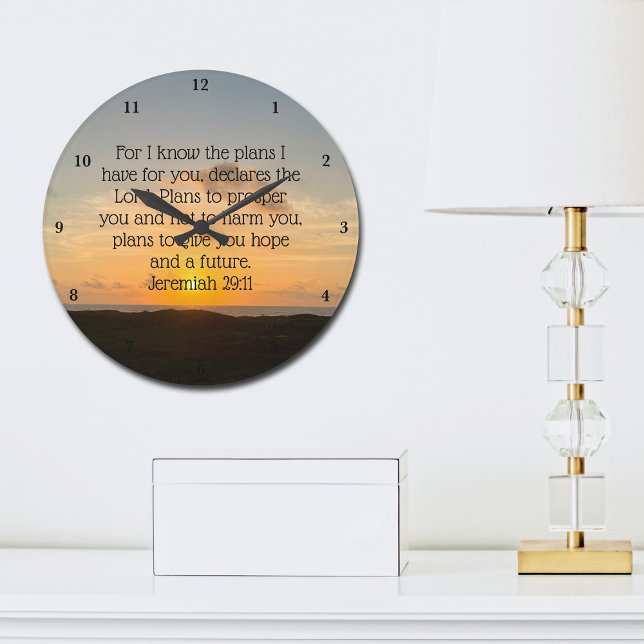 Jeremiah 29:11 Sunset Große Wanduhr (Von Creator hochgeladen)