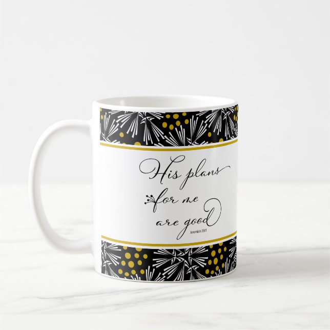 Jeremiah 29:11 Tasse für Schwarz-Gold-Muster (Links)