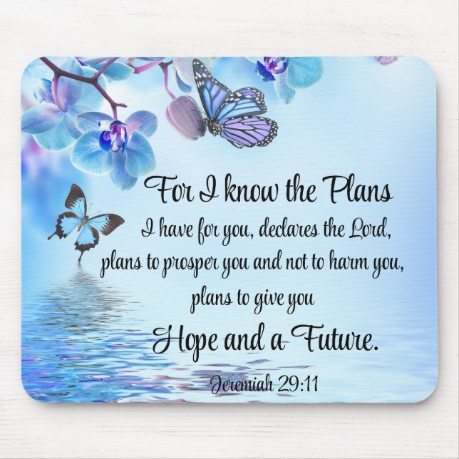Jeremiah 29:11 Tropische Orchideen Butterfly Bibel Mousepad (Vorne)