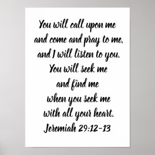 Jeremiah 29:12-13 Minimalistisches Bibelverse Poster