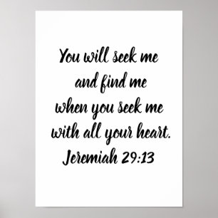 Jeremiah 29:13 Minimalistische Bibelverse Poster