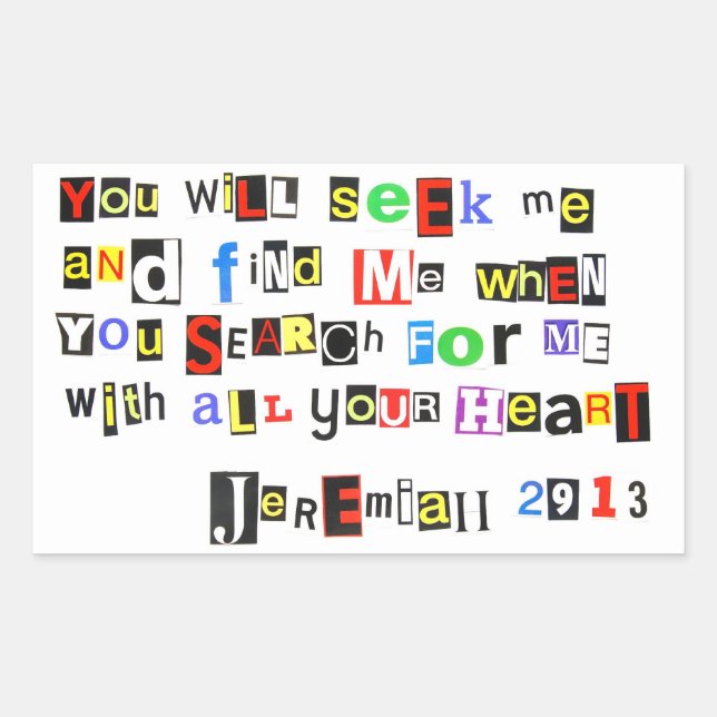 Jeremiah 29:13 rechteckiger aufkleber (Vorderseite)