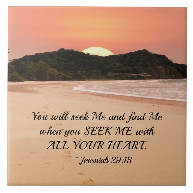 Jeremiah 29:13 Seek Me with all Your Heart Bible Fliese (Vorderseite)