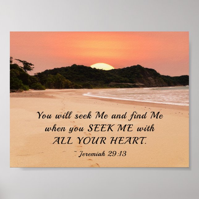 Jeremiah 29:13 Seek Me with all Your Heart Bible Poster (Vorne)