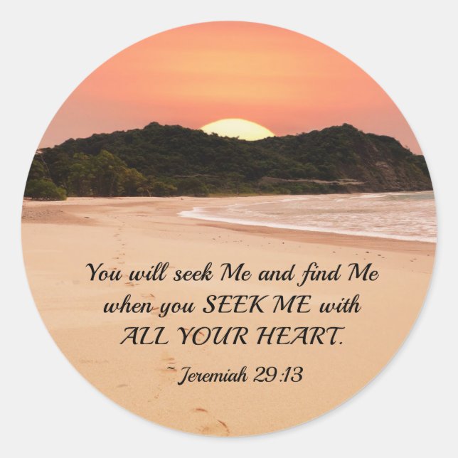 Jeremiah 29:13 Seek Me with all Your Heart Bible Runder Aufkleber (Vorderseite)