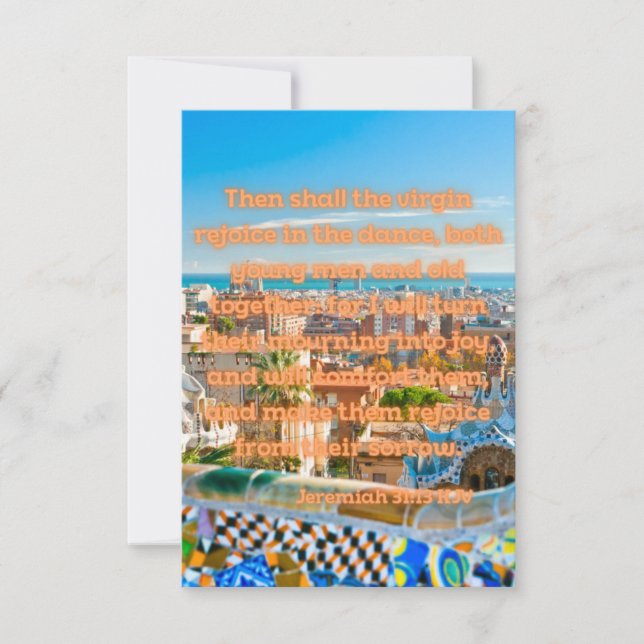 Jeremiah 31:13 KJV Bible Verse Pic Flat Gruß Karte (Vorderseite)