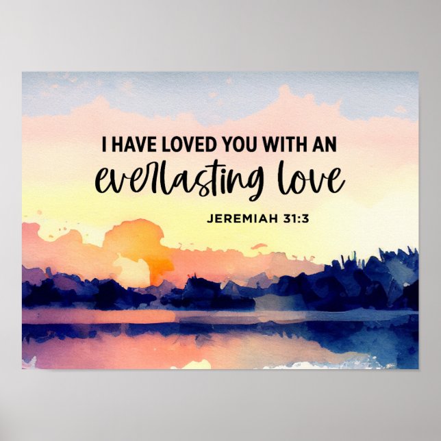 Jeremiah 31:3 Ich habe dich geliebt Bible Verse Poster (Vorne)
