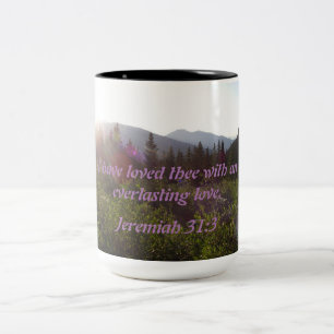 Jeremiah 31:3 Ich habe dich mit einem Zweifarbige Tasse