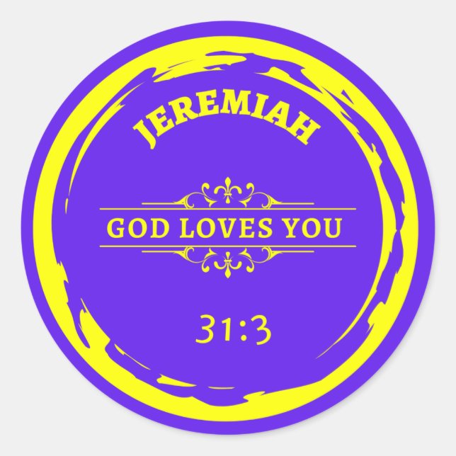 Jeremiah 31 "GOTT LIEBEN YOU" CLASSIC ROUND STICKE Runder Aufkleber (Vorderseite)
