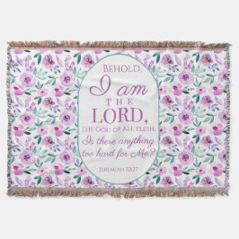 Jeremiah 32:27 Uhr mit lila Blumen Hintergrund Decke