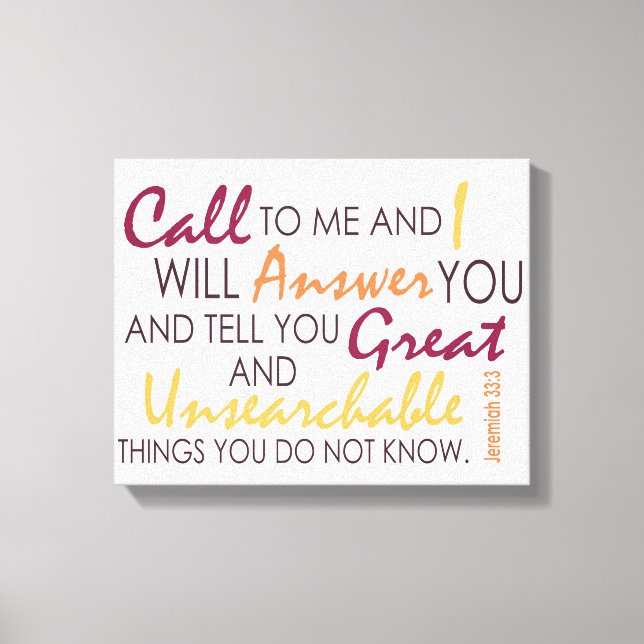 Jeremiah 33:3 leinwanddruck (Vorderseite)