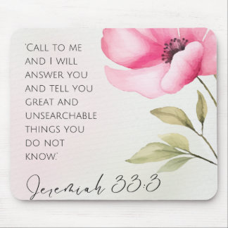 Jeremiah 33:3 Pink Rose Heart Mouse Pad Mousepad