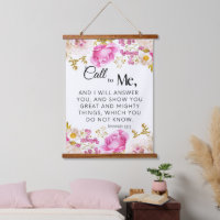 Jeremiah 33:3 Ruf mir rosa Blumenschrift an