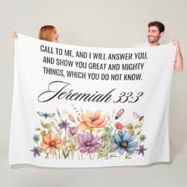 Jeremiah 33:3 Ruf mir Wildblumen Schrift an Fleecedecke