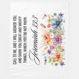 Jeremiah 33:3 Ruf mir Wildblumen Schrift an Fleecedecke