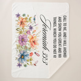 Jeremiah 33:3 Ruf mir Wildblumen Schrift an Sherpadecke