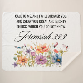 Jeremiah 33:3 Ruf mir Wildblumen Schrift an Sherpadecke