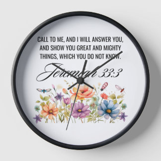 Jeremiah 33:3 Ruf mir Wildblumen Schrift an Uhr