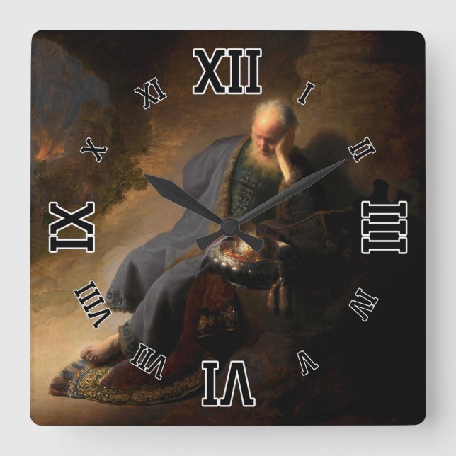 Jeremiah Lamentierung der Zerstörung Jerusalems Quadratische Wanduhr (Vorderseite)