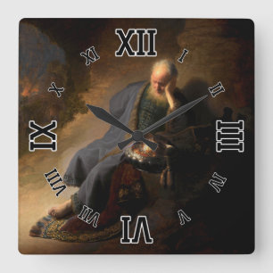 Jeremiah Lamenting the Destruction of Jerusalem Quadratische Wanduhr