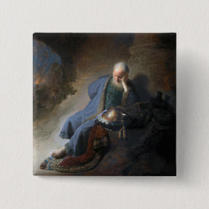 Jeremiah Lamenting über den Fall Jerusalems, Rembr Button