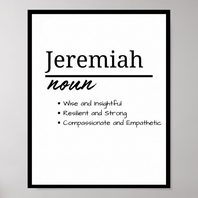 Jeremiah, Personalisierter Name Definition des Jun Poster (Vorne)