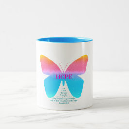 Jeremias-29:11 Hoffnungs-Schmetterling Zwei-Ton Zweifarbige Tasse