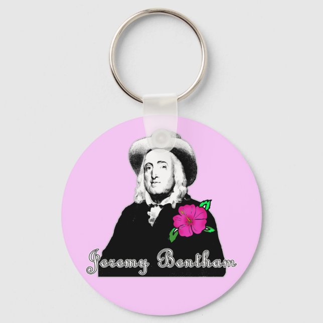 Jeremy Bentham mit tropischer Blume Schlüsselanhänger (Vorderseite)