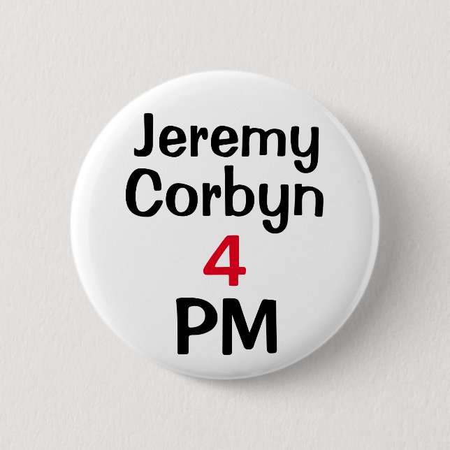 "Jeremy Corbyn 4 Knopf-Abzeichen P.M." Button (Vorderseite)