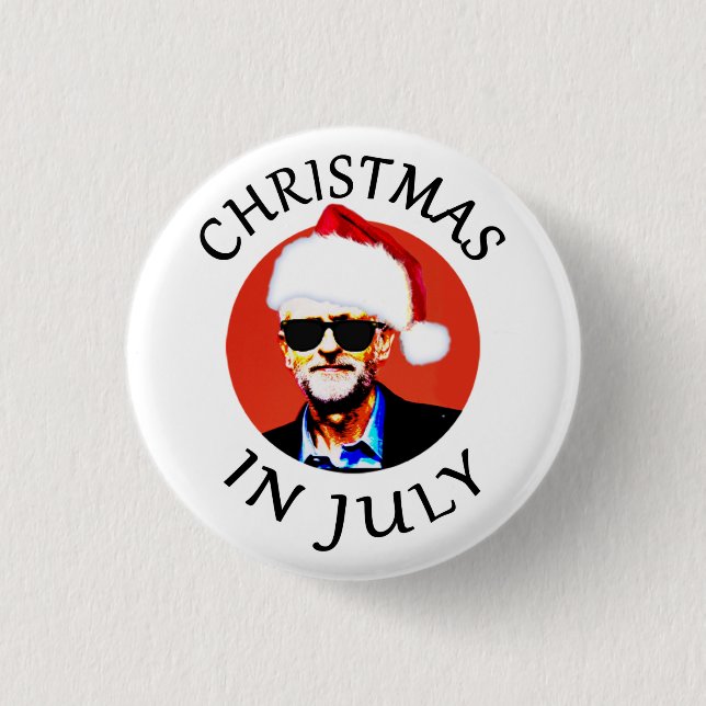 Jeremy Corbyn, Weihnachtsim Juli Abzeichen Button (Vorderseite)