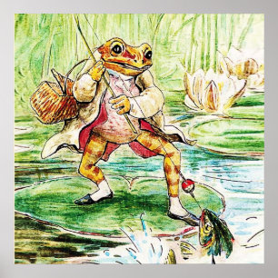 "Jeremy Fisher Catches a Fish" von Beatrix Potter Poster