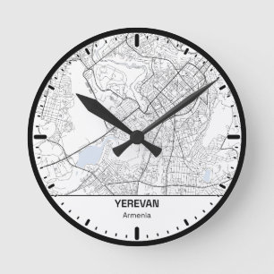 Jerewan Clock City Line Art Runde Wanduhr