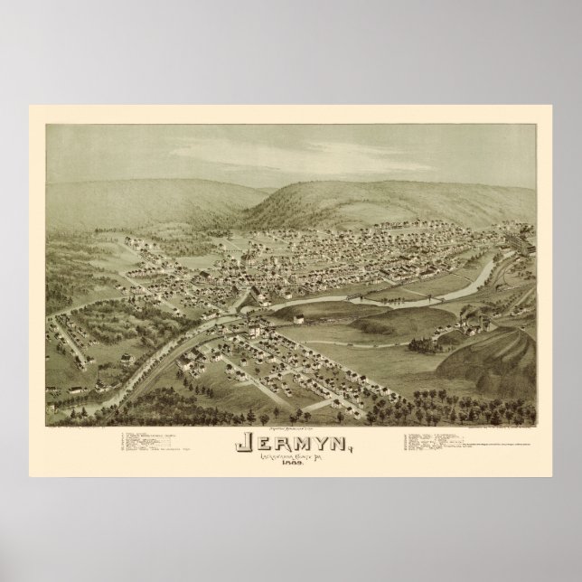 Jermyn, PA Panoramic Map - 1889 Poster (Vorne)