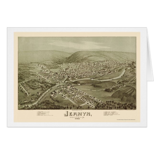 Jermyn, panoramische Karte PAs - 1889 (Vorderseite (Horizontal))