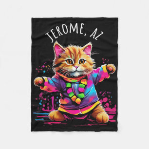 Jerome Arizona Dancing Cat Colorful Niedlich Kitty Fleecedecke
