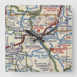 Jerome Arizona Vintage Karte Quadratische Wanduhr