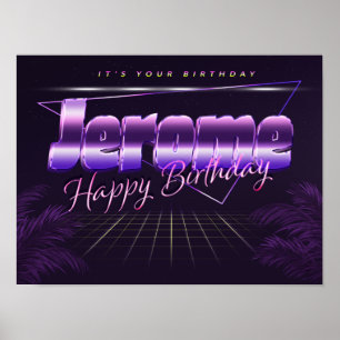 Jerome Name Vorname lila retro Poster Geburtstag