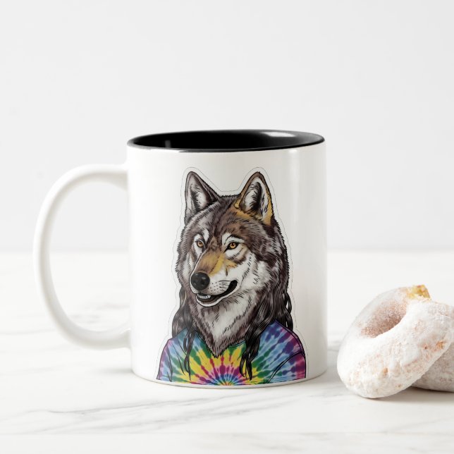 Jerry Garcia wolf Zweifarbige Tasse (Mit Donut)