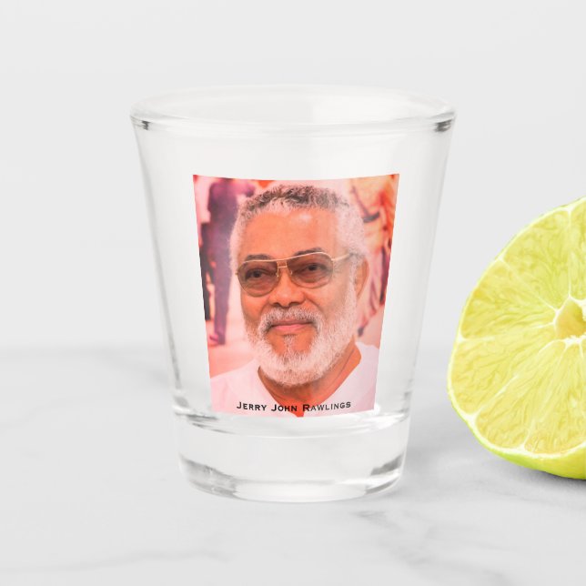 Jerry Rawlings, J.J. Rawlings, Präsident von Ghana Schnapsglas (Vorderseite)
