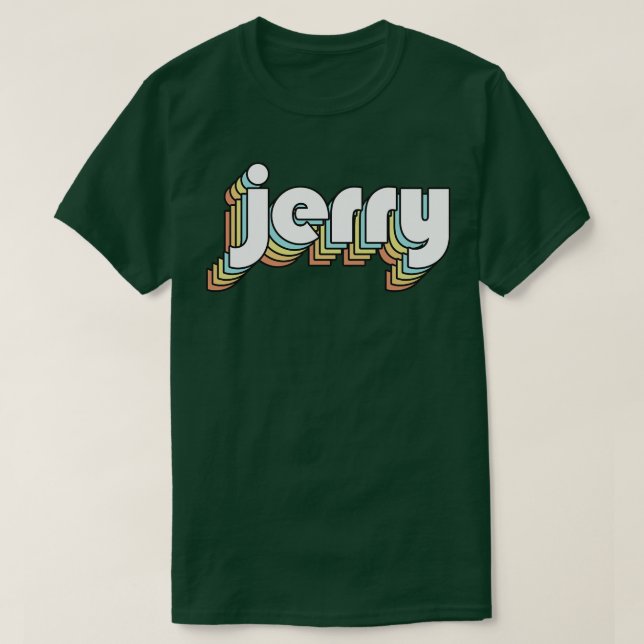 Jerry Retro Rainbow Typografie Faded Style T-Shirt (Design vorne)
