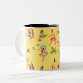 Jerrys traditionelle Aloha Hula Girls in Hawaii Zweifarbige Tasse