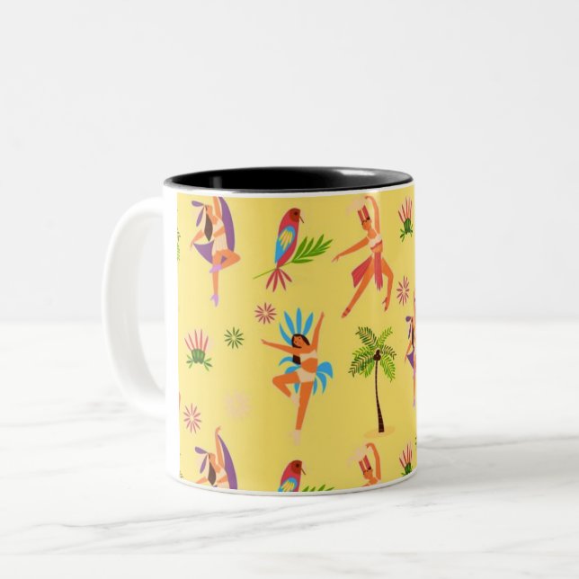 Jerrys traditionelle Aloha Hula Girls in Hawaii Zweifarbige Tasse (Vorderseite Links)