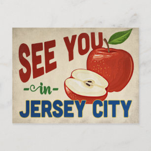 Jersey City New Jersey Apple - Vintage Travel Postkarte