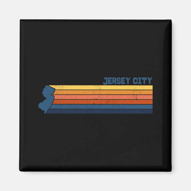 Jersey City New Jersey City Retro  Magnet (Vorne)