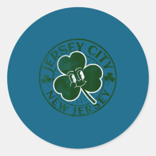 Jersey City New Jersey Irish Shamrock Nj Retro-Sou Runder Aufkleber