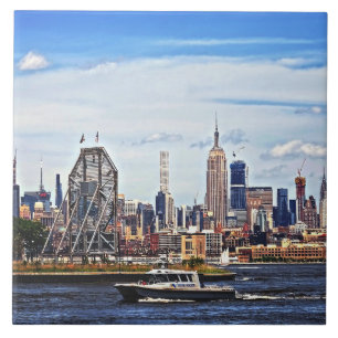 Jersey City NJ - Polizeiboot bei Colgate Clock Fliese